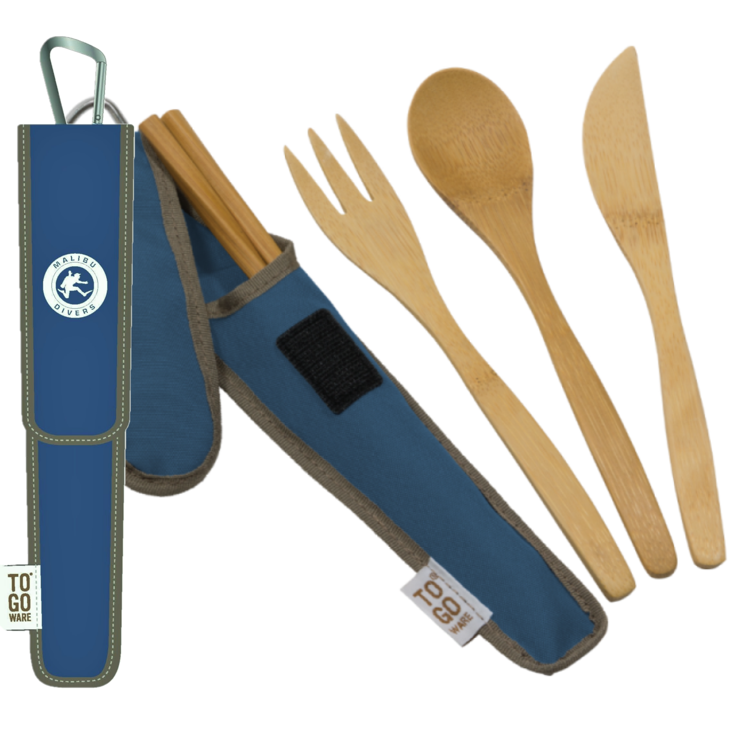 Bamboo Utensil Set - Malibu Divers Logo