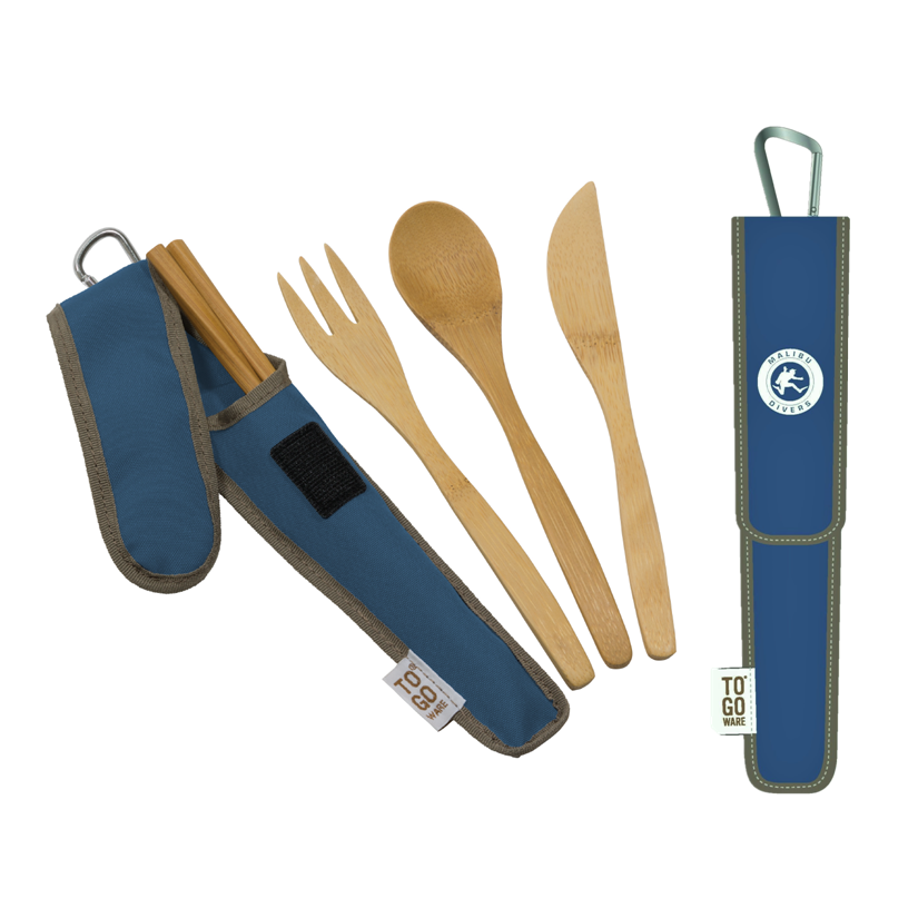 Bamboo Utensil Set - Malibu Divers Logo