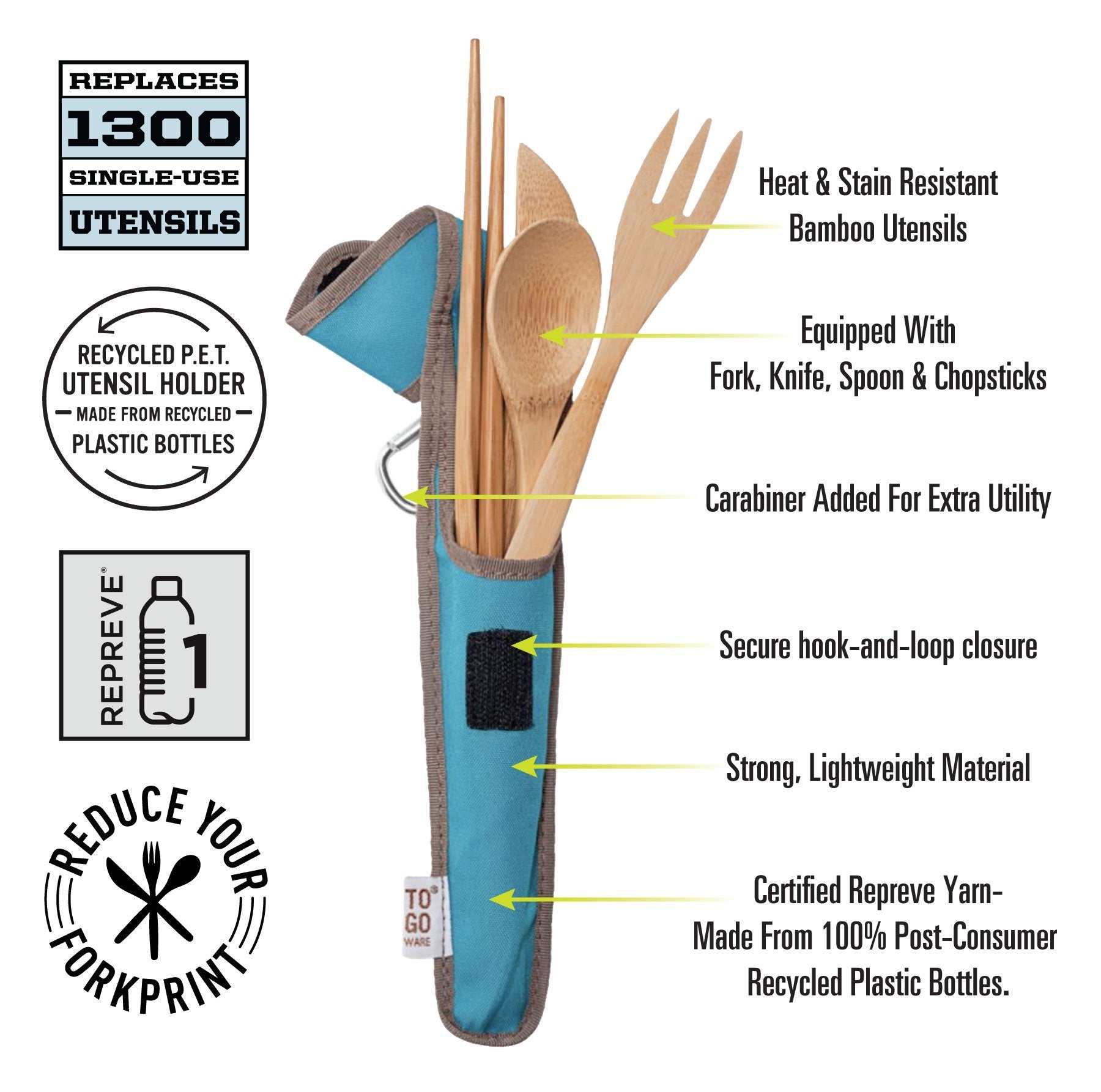 Bamboo Utensil Set - Malibu Divers Logo